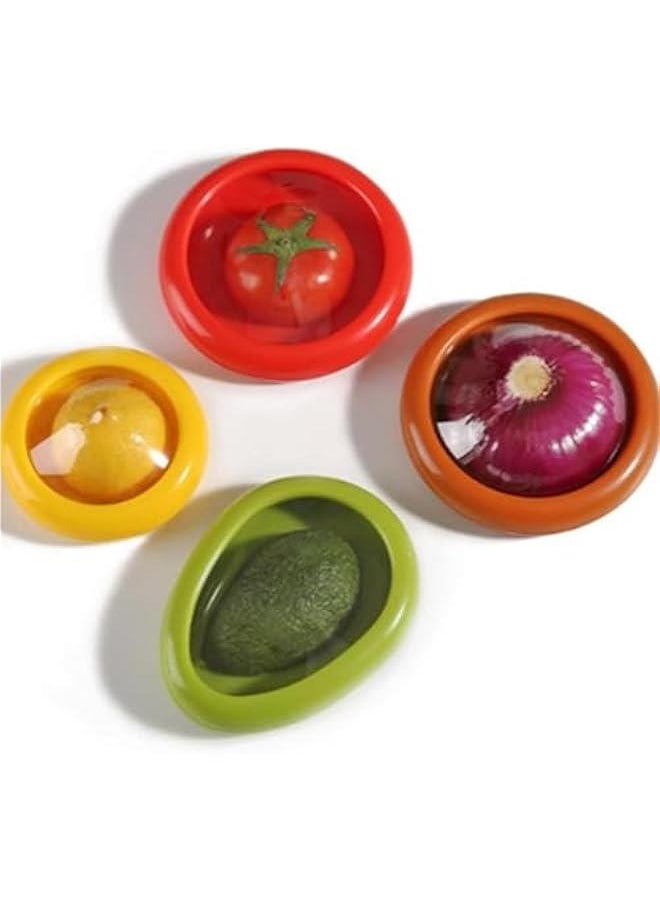 HOOKOR Fruit and Vegetable Storage Containers Reusable SiliconeRefrigerator Box Storage Bowls Saver Holder Keeper foronion, Tomato, Lemon, and avocado ，Refrigerator Vegetable Crisper 4Pieces  - Image 1