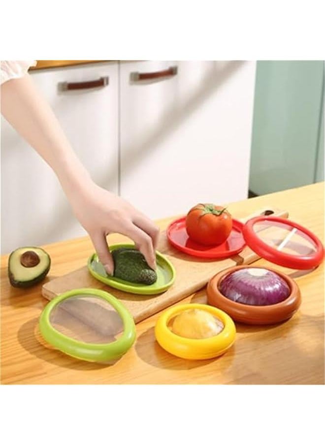 HOOKOR Fruit and Vegetable Storage Containers Reusable SiliconeRefrigerator Box Storage Bowls Saver Holder Keeper foronion, Tomato, Lemon, and avocado ，Refrigerator Vegetable Crisper 4Pieces  - Image 3