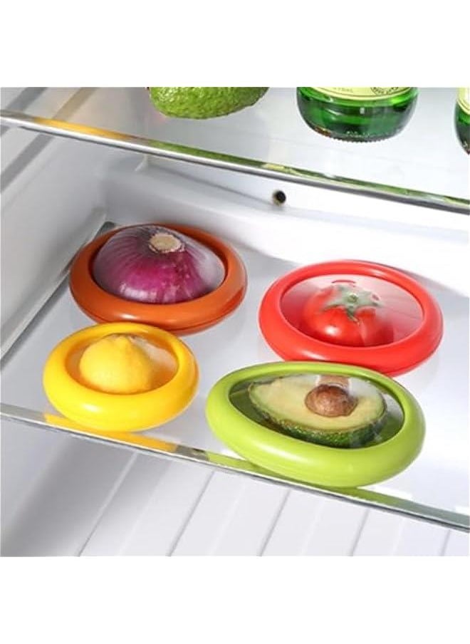 HOOKOR Fruit and Vegetable Storage Containers Reusable SiliconeRefrigerator Box Storage Bowls Saver Holder Keeper foronion, Tomato, Lemon, and avocado ，Refrigerator Vegetable Crisper 4Pieces  - Image 4