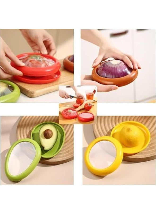 HOOKOR Fruit and Vegetable Storage Containers Reusable SiliconeRefrigerator Box Storage Bowls Saver Holder Keeper foronion, Tomato, Lemon, and avocado ，Refrigerator Vegetable Crisper 4Pieces  - Image 5