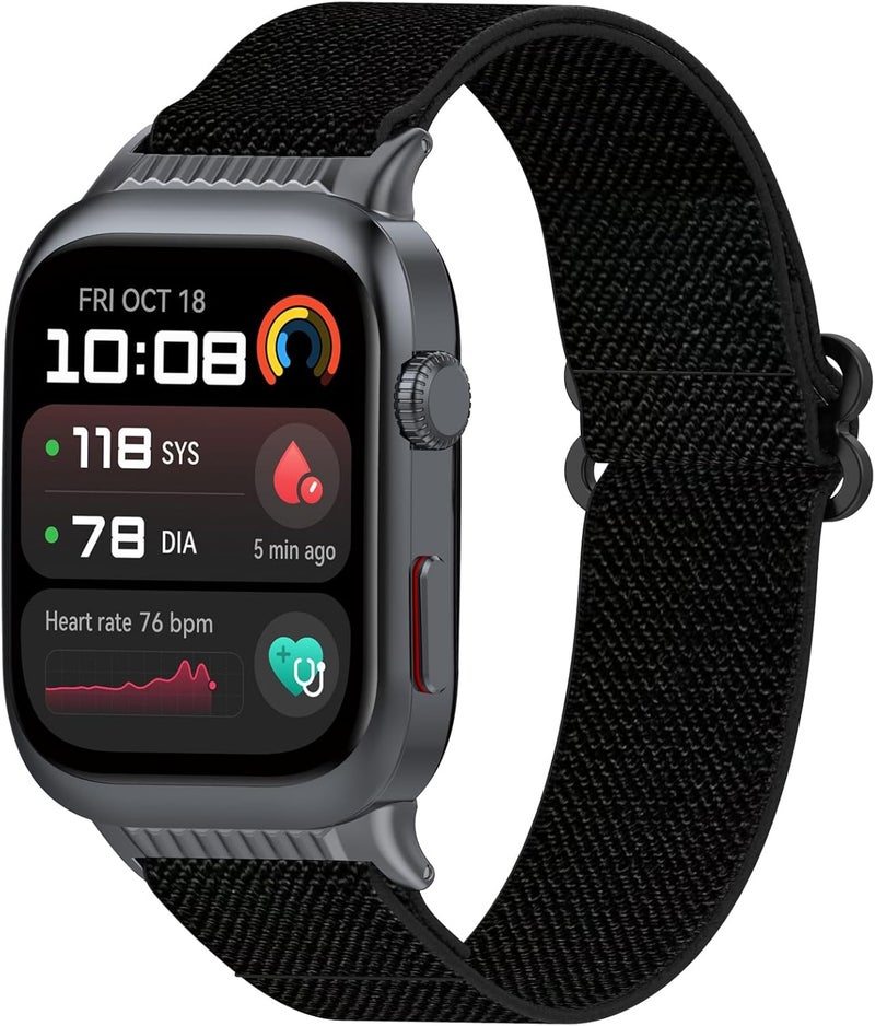أشرطة معصم قابلة للتعديل من بديلة متوافقة مع ساعة Huawei Watch D2، معصم نايلون مريح مع حزام تحرير سريع، إكسسوارات الساعات الذكية (أسود) - Image 2