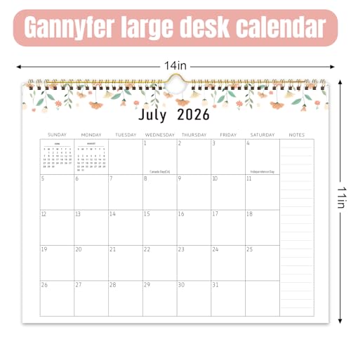Gannyfer 2026 Wall Calendar 18Month Calendar 20262027 Use from Jan 2026 to Jun 2027 Large Wall Calendar 2026 14 x 11 Wall Planner for Your Family School or Office 3 Stickers Included - Image 3