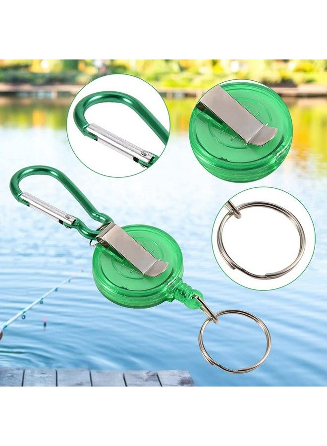 VGEBY 3Pcs Key Chain Reel Heavy Duty Retractable Nylon Cord Ring Reel Badge Holder With Clip(Green) - Image 3