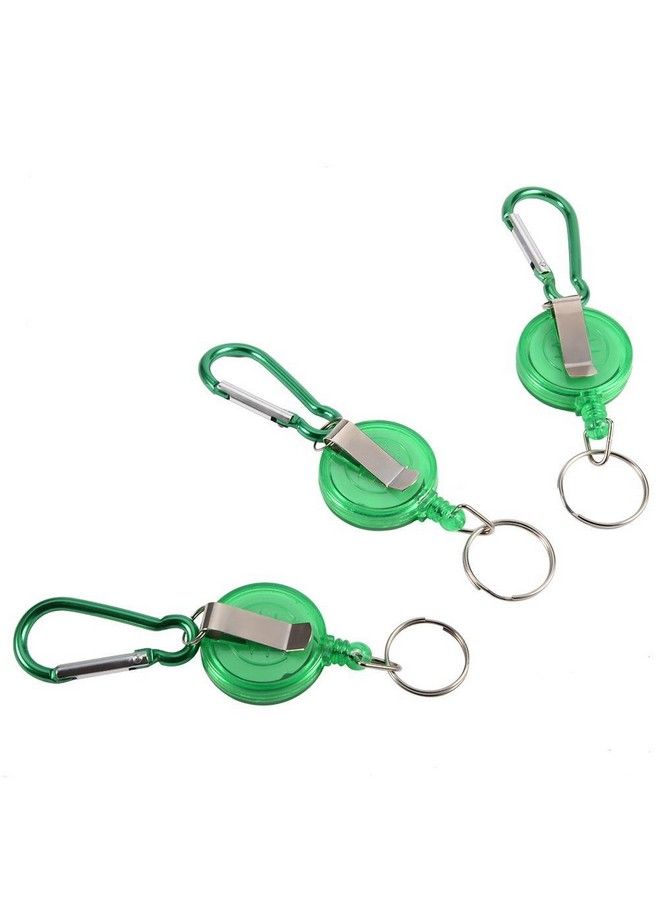 VGEBY 3Pcs Key Chain Reel Heavy Duty Retractable Nylon Cord Ring Reel Badge Holder With Clip(Green) - Image 1