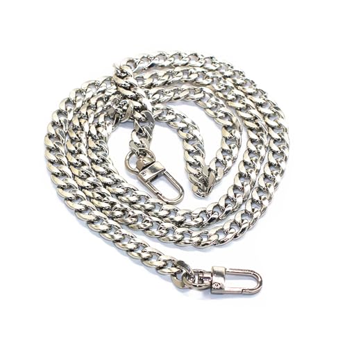 Model Worker DIY Iron Flat Chain Strap Handbag Chains Purse Chain Straps Shoulder Cross Body Replacement Straps with Metal Buckles (23.6", Silver) - Image 2