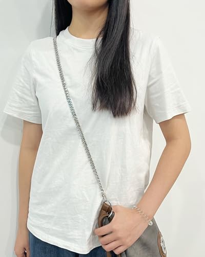 Model Worker DIY Iron Flat Chain Strap Handbag Chains Purse Chain Straps Shoulder Cross Body Replacement Straps with Metal Buckles (23.6", Silver) - Image 5