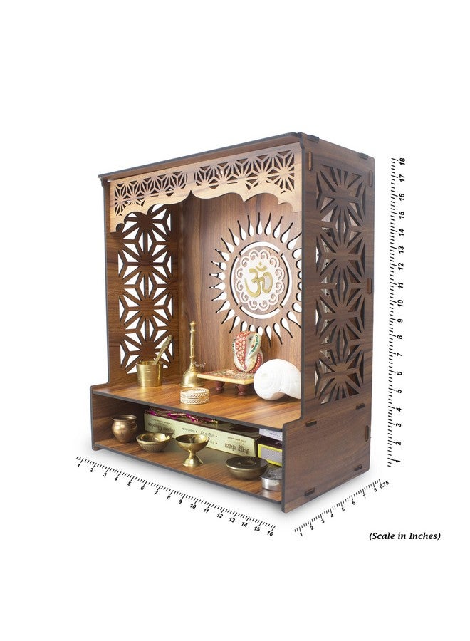 Heartily حامل بوجا خشبي جميل من شري هارتيلي® للمنزل مع إضاءة LED (H- 18, L- 16, W-8.75 إنش) - Image 3