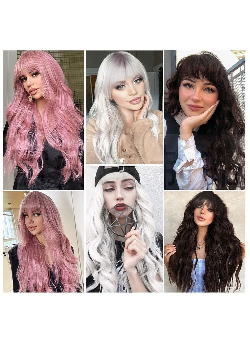 إستيل شعر مستعار طويل مجعد أوروبي وأمريكي من Estelle ، مموج من الألياف الأنثوية ، غطاء رأس كامل ، لون لا وردي - Image 2