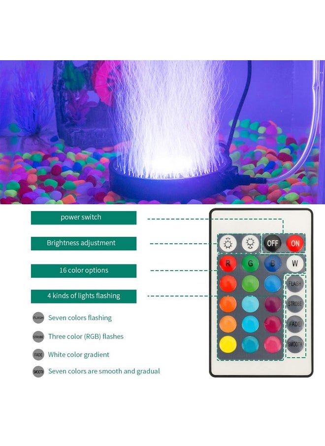 Number-One Number-one Aquarium Bubble Light LED Fish Tank Bubbler Light, Remote Controlled Aquariums Air Stone Disk Lamp with 16 Color Changing, 4 Lighting Effects for Fish Tanks and Fish Ponds  - Image 3