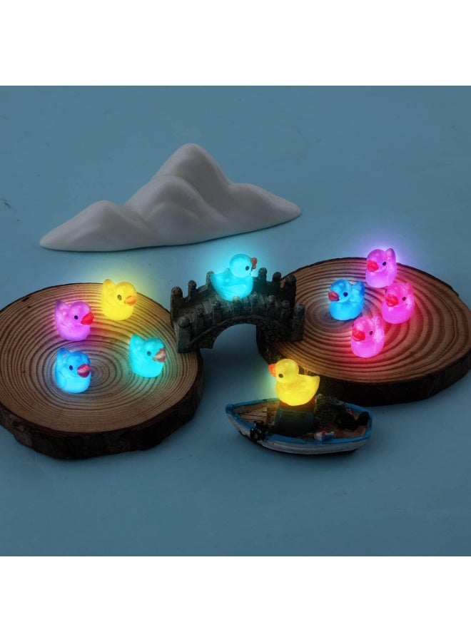 Relex 100pcs Mini Bright Resin Ducks Colorful Luminous Figurines Garden Ducks Tiny Ducks Ornaments Micro Landscape Garden for Dollhouse Ornament Garden Statue Landscape Craft Decorative - Image 5