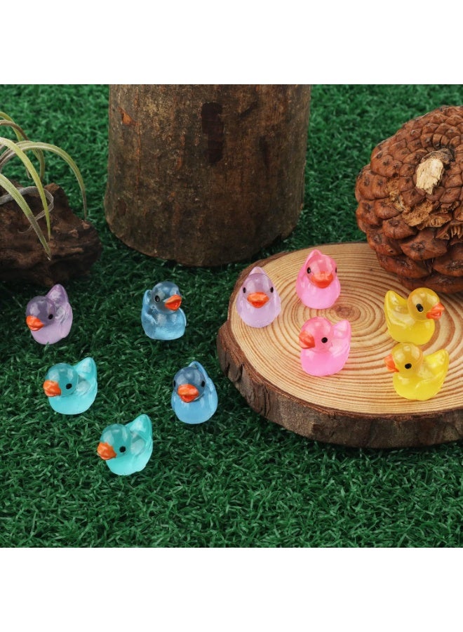 Relex 100pcs Mini Bright Resin Ducks Colorful Luminous Figurines Garden Ducks Tiny Ducks Ornaments Micro Landscape Garden for Dollhouse Ornament Garden Statue Landscape Craft Decorative - Image 4