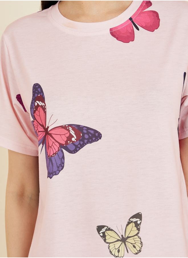 Styli - Butterfly AOP T-shirt and Pyjama Set - Image 1
