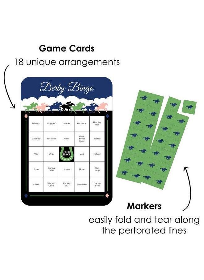 Big Dot of Happiness Kentucky Horse Derby Bar Bingo Cards And Markers Horse Race Party Bingo Game Set Of 18  - Image 3