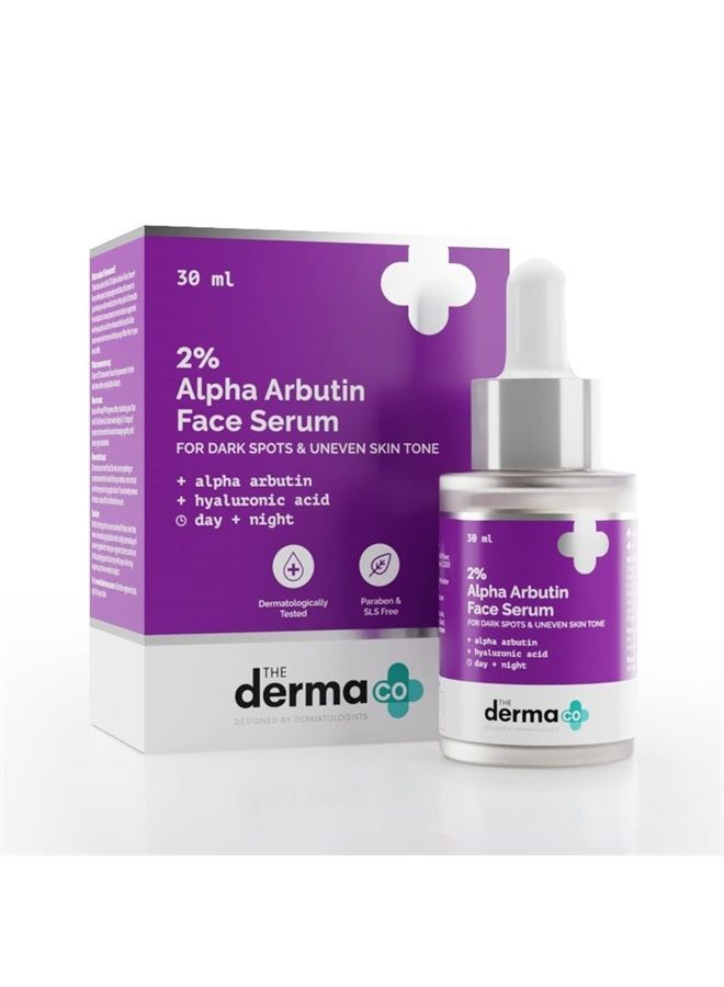 THE derma Co 2% Alpha Arbutin Face Serum for Dark Spots & Uneven Skin Tone - 30 ml - Image 1