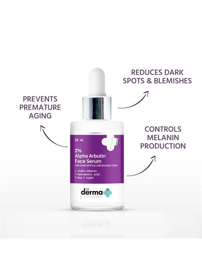 THE derma Co 2% Alpha Arbutin Face Serum for Dark Spots & Uneven Skin Tone - 30 ml - Image 2