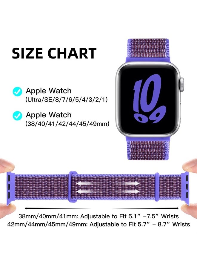 WJK - Compatible with Apple Watch Bands 44mm for Women, Sport Nylon Solo Loop Strap Compatible with Apple Watch Band 38mm 40mm 41mm 42mm 45mm 49mm for iWatch Ultra SE 8 7 6 5 4 3 2 1 SE, 2 Pack - Image 1