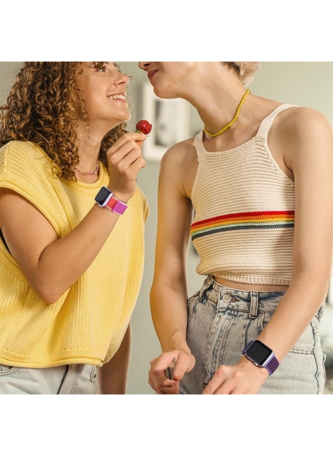 WJK - Compatible with Apple Watch Bands 44mm for Women, Sport Nylon Solo Loop Strap Compatible with Apple Watch Band 38mm 40mm 41mm 42mm 45mm 49mm for iWatch Ultra SE 8 7 6 5 4 3 2 1 SE, 2 Pack - Image 1