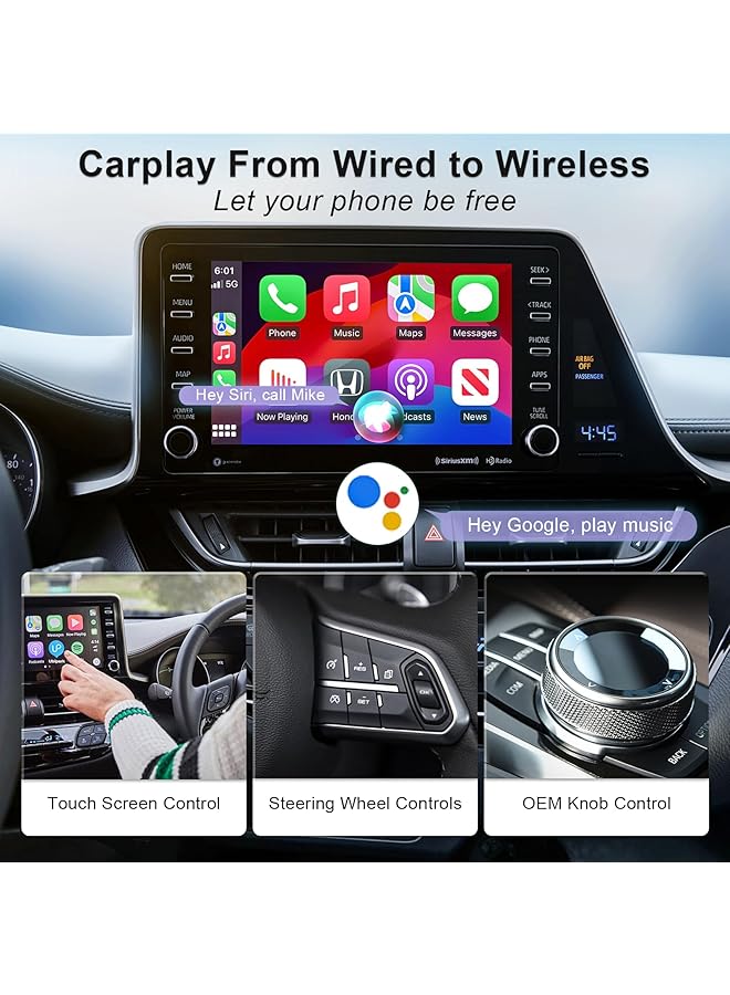 Generic Wireless Carplay Adapter For Oem Wired Carplay/Android Auto To Wireless Connection Plug And Play Dongle,5Ghz Wifi Low Latency Keep Original Control Fits Cars From 2016+ And Iphone Ios (Black-1)  - Image 3