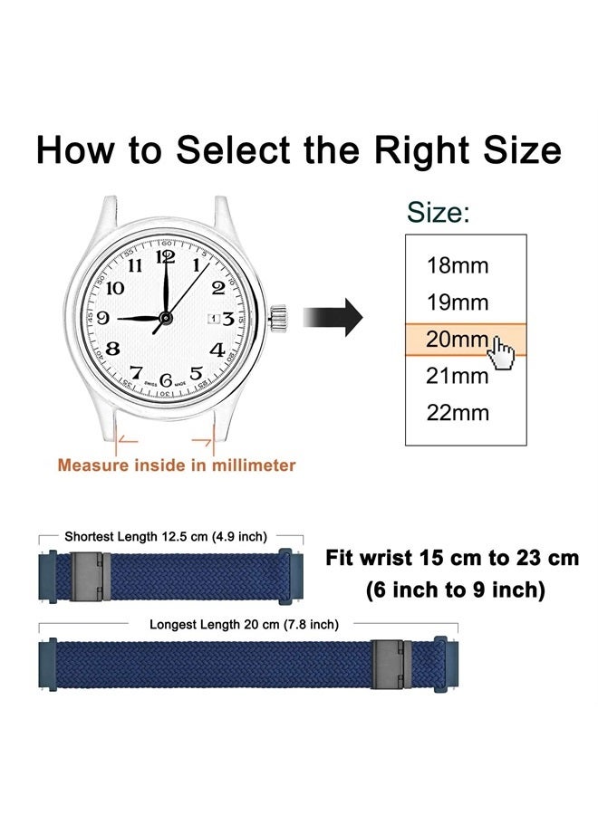 WOCCI 22mm Braided Nylon Watch Band for Men and Women, Quick Release, Black Stainless Steel Buckle (Blue) - Image 1