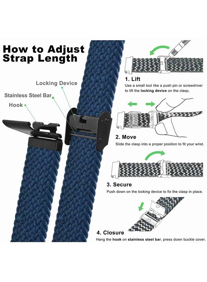 WOCCI 22mm Braided Nylon Watch Band for Men and Women, Quick Release, Black Stainless Steel Buckle (Blue) - Image 2