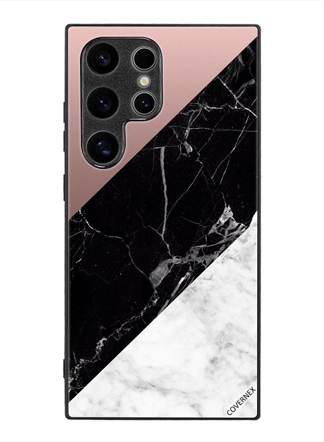 Covernex Protective Case Cover For Samsung Galaxy S24 Ultra Marble & Plain Combination Pattern - Image 1