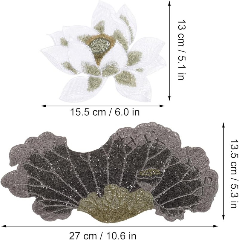 رقائق تطريز الأوراق الحديدية القابلة للكي 2 قطعة تطريزات زهرية للحرف اليدوية على الملابس - Image 2