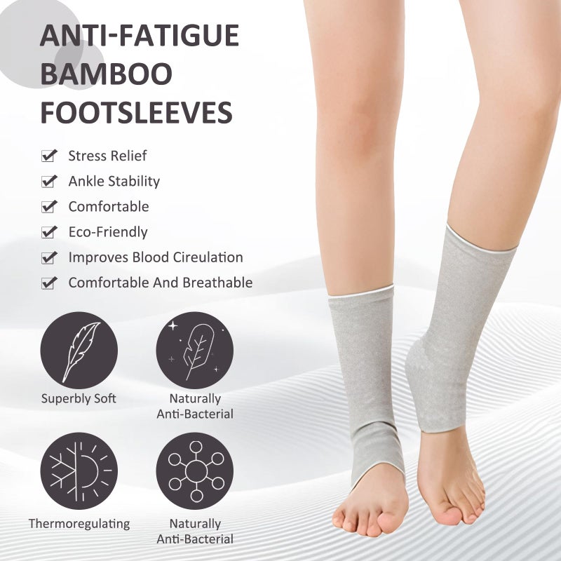ROBOHOOK 1 Pair Bamboo Anti Fatigue Socks,Compression Bamboo Foot Sleeves,Soft Compression Sock,for Arch Support,Swelling of Feet and Ankles (Gray) - Image 4
