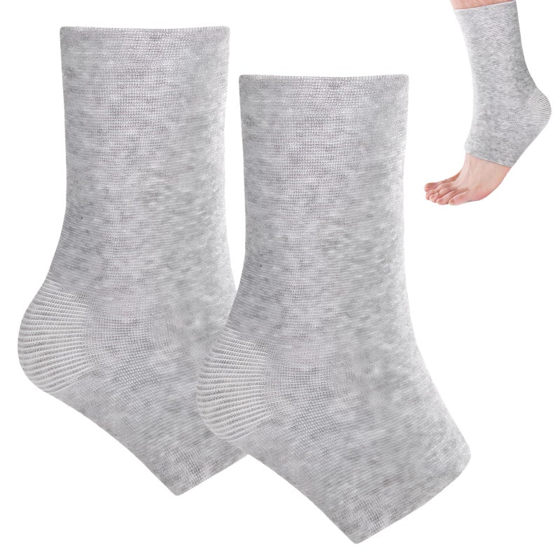 ROBOHOOK 1 Pair Bamboo Anti Fatigue Socks,Compression Bamboo Foot Sleeves,Soft Compression Sock,for Arch Support,Swelling of Feet and Ankles (Gray) - Image 1