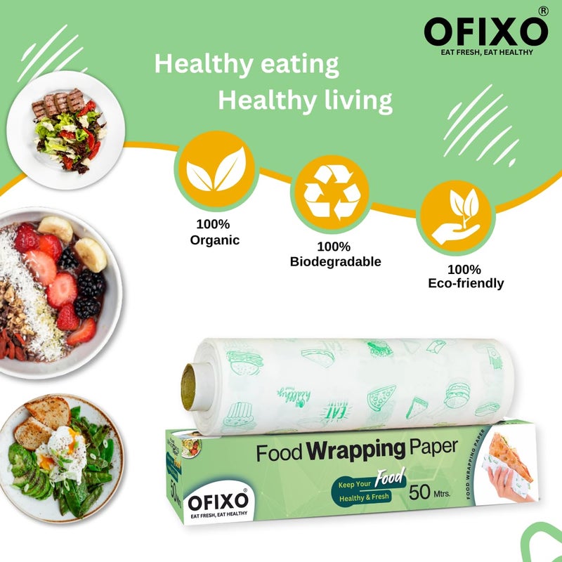 OFIXO Food WRAP Multipurpose Food Wrapping Paper | 50 Meter | Perfect Premium Food Wrapping Paper for Cooking, Baking, Packing and Serving Foods (Pack of 1) - Image 3
