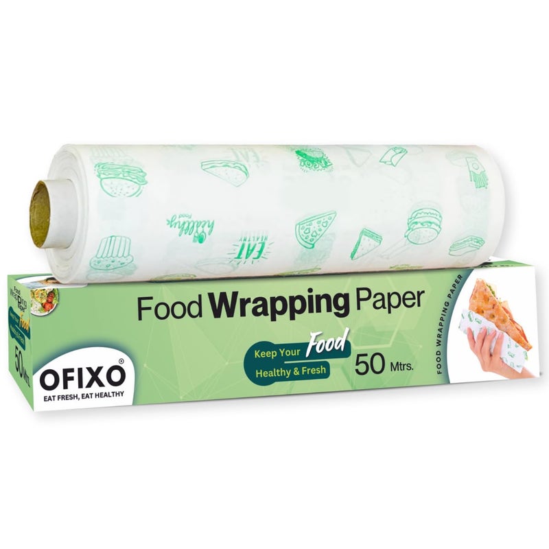 OFIXO Food WRAP Multipurpose Food Wrapping Paper | 50 Meter | Perfect Premium Food Wrapping Paper for Cooking, Baking, Packing and Serving Foods (Pack of 1) - Image 1