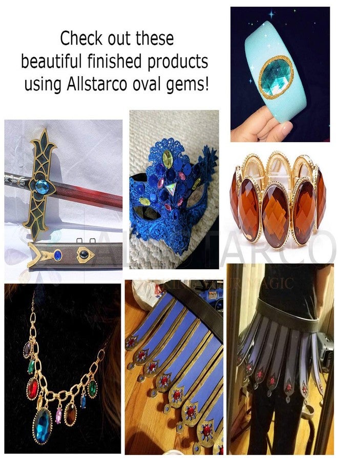 Allstarco مجموعة أحجار الراين الأكريليكية البيضاوية المسطحة الخلفية من Allstarco، مقاس 14×10 مم، شفافة كريستالية، أحجار صغيرة لتزيين الوجه والجسم وصناعة البطاقات - 45 قطعة - Image 4