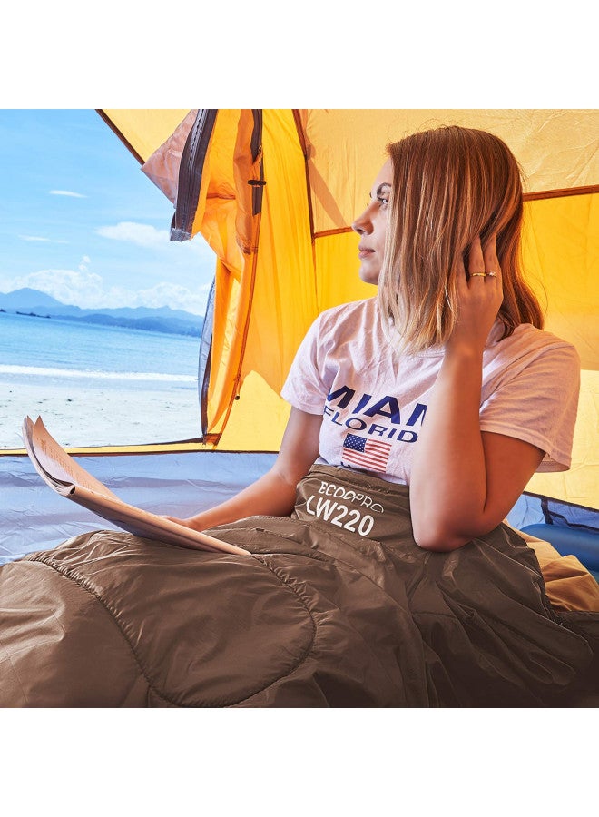 ECOOPRO Warm Weather Sleeping Bag - Portable, Waterproof, Compact Lightweight, Comfort with Compression Sack - Great for Outdoor Camping, Backpacking & Hiking-83 L x 30" W Fits Adults (K-Brown) - Image 5
