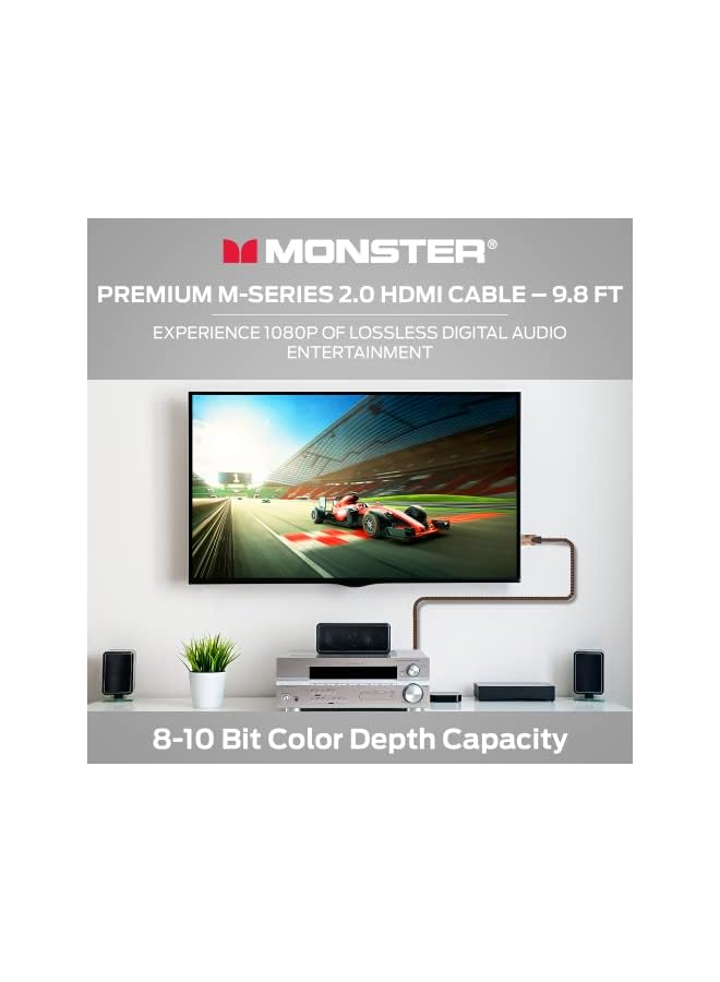 Monster M-Series 2000 Certified Premium Ultra High Speed HDMI Cable - 2.0 4K 60Hz, 25 Gbps - 3 Meters (9.8 Ft) - Image 4