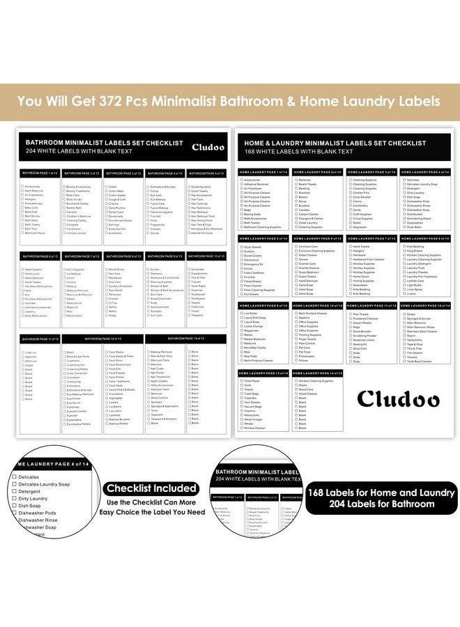 Cludoo 372 Pcs Preprinted Minimalist Home Laundry Bathroom Labels For Organizing With Diy Blank Labels, Waterproof Oil Resistant Stickers For Bathroom Laundry Home Beauty Organization Supplies Labels - Image 2
