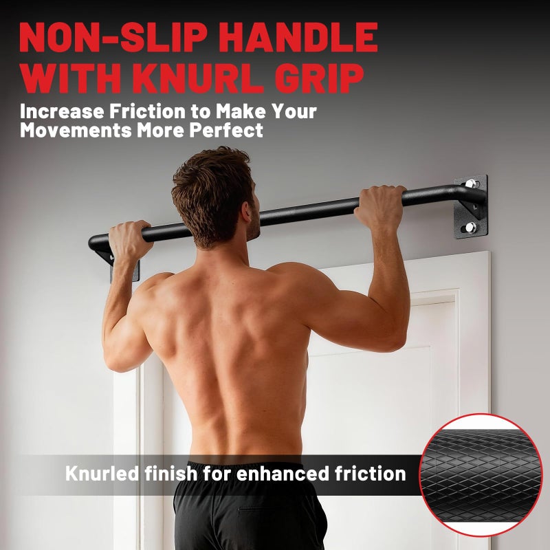 PAPABABE Wall Mounted Pull Up Bar, Chin Up Bar, Strength Training Pull-Up Bars Chin Up Bars for Home Gym, 500LBS Weight Capacity (Black 36 inch) - Image 4