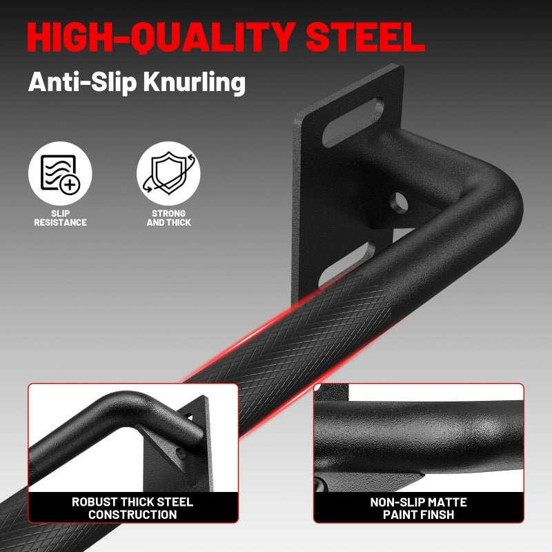 PAPABABE Wall Mounted Pull Up Bar, Chin Up Bar, Strength Training Pull-Up Bars Chin Up Bars for Home Gym, 500LBS Weight Capacity (Black 36 inch) - Image 5