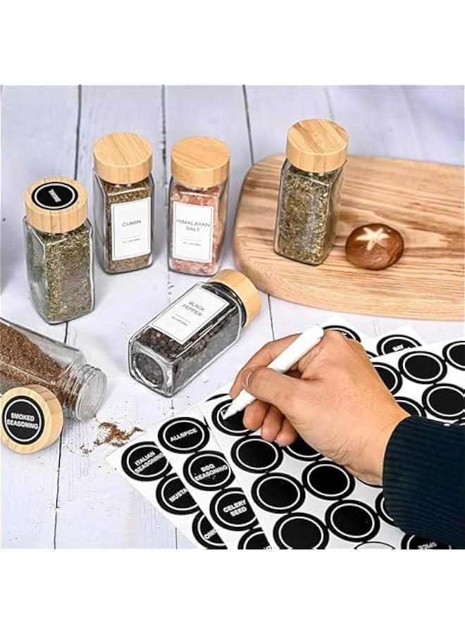 Beauenty 24 Pcs Glass Spice Jars with Bamboo Lids, 4 oz Glass Jars with Minimalist Farmhouse Spice Labels Stickers, Collapsible Funnel, Seasoning Storage Bottles for Spice Rack, Cabinet, Drawer - Image 3