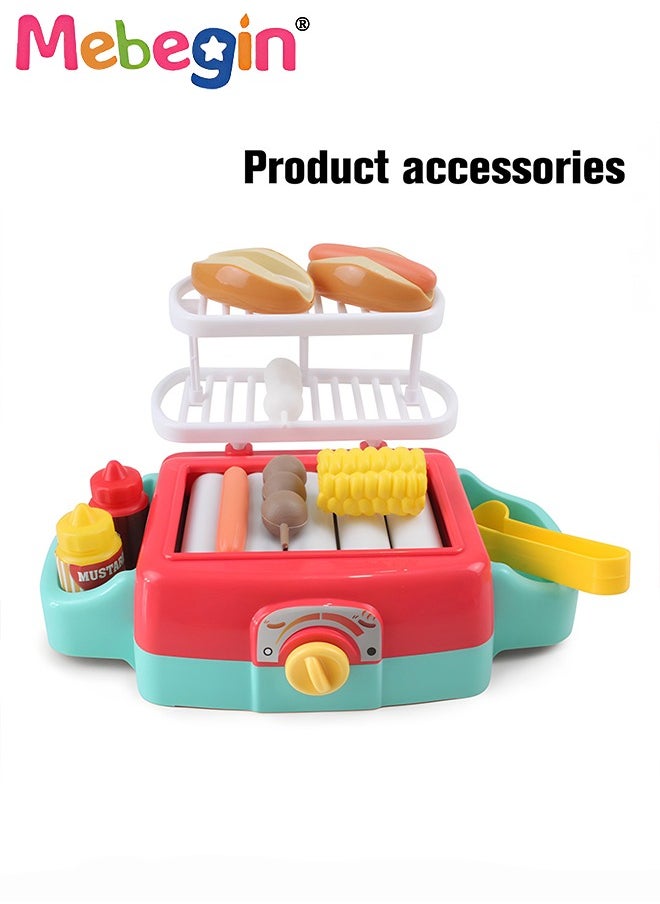 MEBEGIN BBQ Grill Toy Set with Rich Accessories, Simulated Automatic Grill with Light and Sound, Kids Kitchen Role Toy Set, Educational Toys for Kids, Perfect for Hand-on Ability, 20*17*7cm  - Image 5