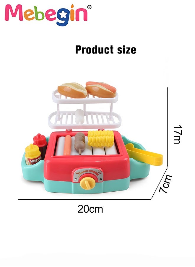 MEBEGIN BBQ Grill Toy Set with Rich Accessories, Simulated Automatic Grill with Light and Sound, Kids Kitchen Role Toy Set, Educational Toys for Kids, Perfect for Hand-on Ability, 20*17*7cm  - Image 3