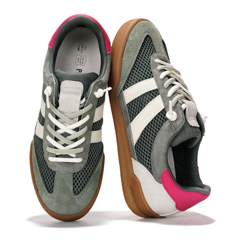 Project Cloud Genuine Leather Casual Sneakers for Women - Memory Foam Insoles Lace-Up Womens Shoes & Lightweight Women's Fashion Sneakers - Non-Slip Shoes for Women Footwear(Verdy,OLIVESU,8) - Image 1