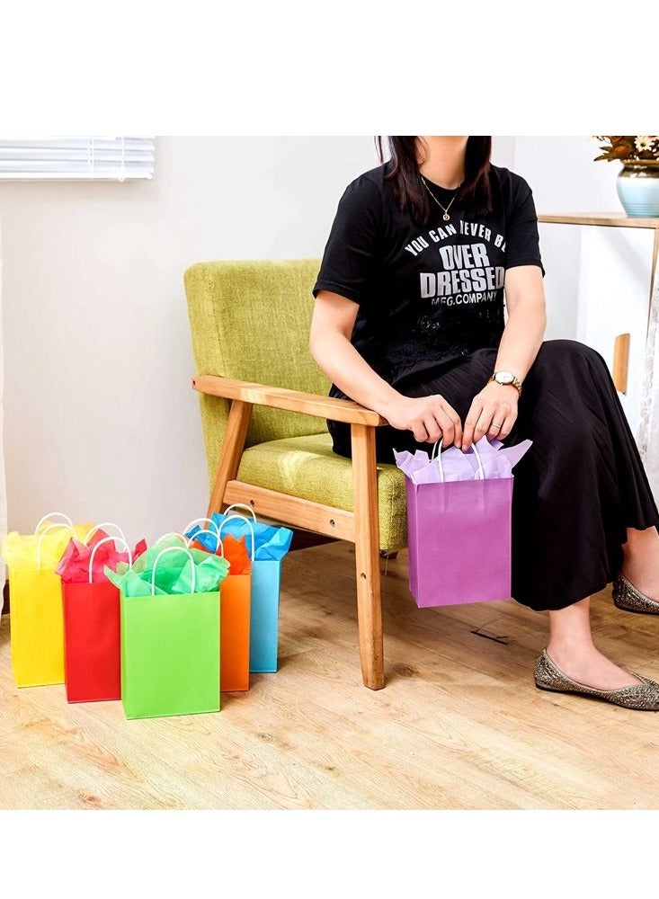 Kraft Paper Party Bags 24 Pieces set 15x21x8 cm Multi-Color Eco-Friendly Paper Gift Bag with Handles for Retail Shopping, Birthday, Wedding Celebrations, Bridal Shower, and Party Favors - Image 4