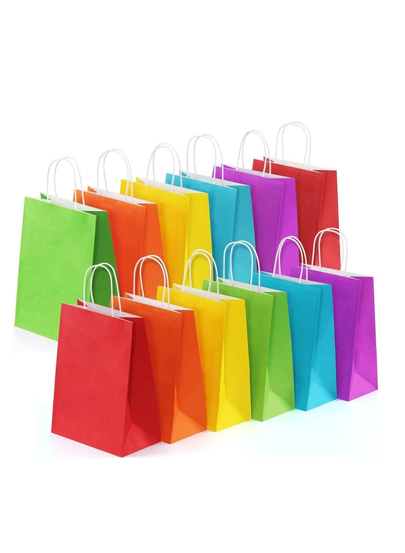 Kraft Paper Party Bags 24 Pieces set 15x21x8 cm Multi-Color Eco-Friendly Paper Gift Bag with Handles for Retail Shopping, Birthday, Wedding Celebrations, Bridal Shower, and Party Favors - Image 1