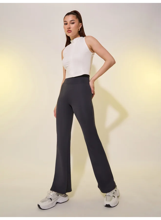 تايك تو Take Two Solid Wide Waistband Flared Leggings