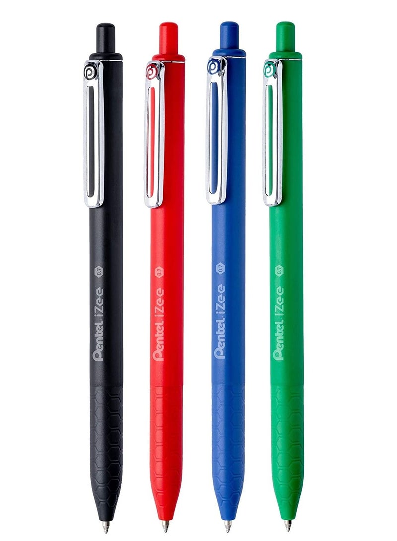Pentel قلم حبر جاف قابل للسحب 4 قطع بقطر 0.7 مم بألوان متعددة - Image 1
