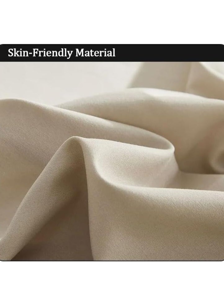 QBED QBED Plain Fitted Sheet Set for Hotels, Homes & Touristic Villages 3 Pieces (120 * 200 * 30cm, Beige)  - Image 2