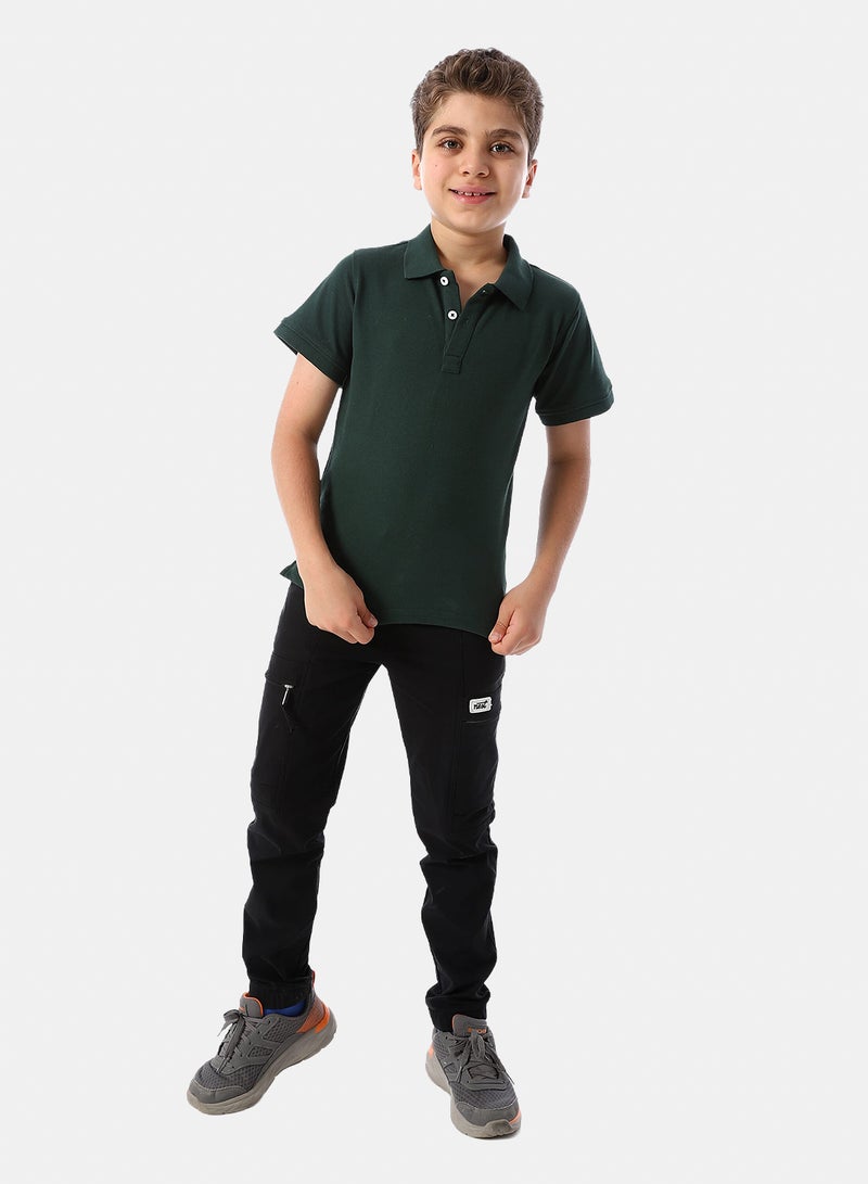 Andora Short Sleeves Pique Boys' Polo Shirt - Dark Green - Image 5