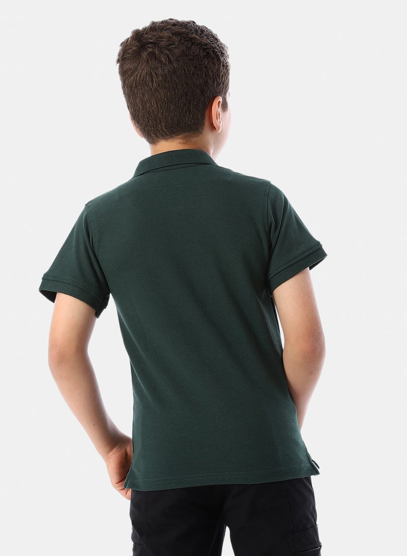 Andora Short Sleeves Pique Boys' Polo Shirt - Dark Green - Image 3