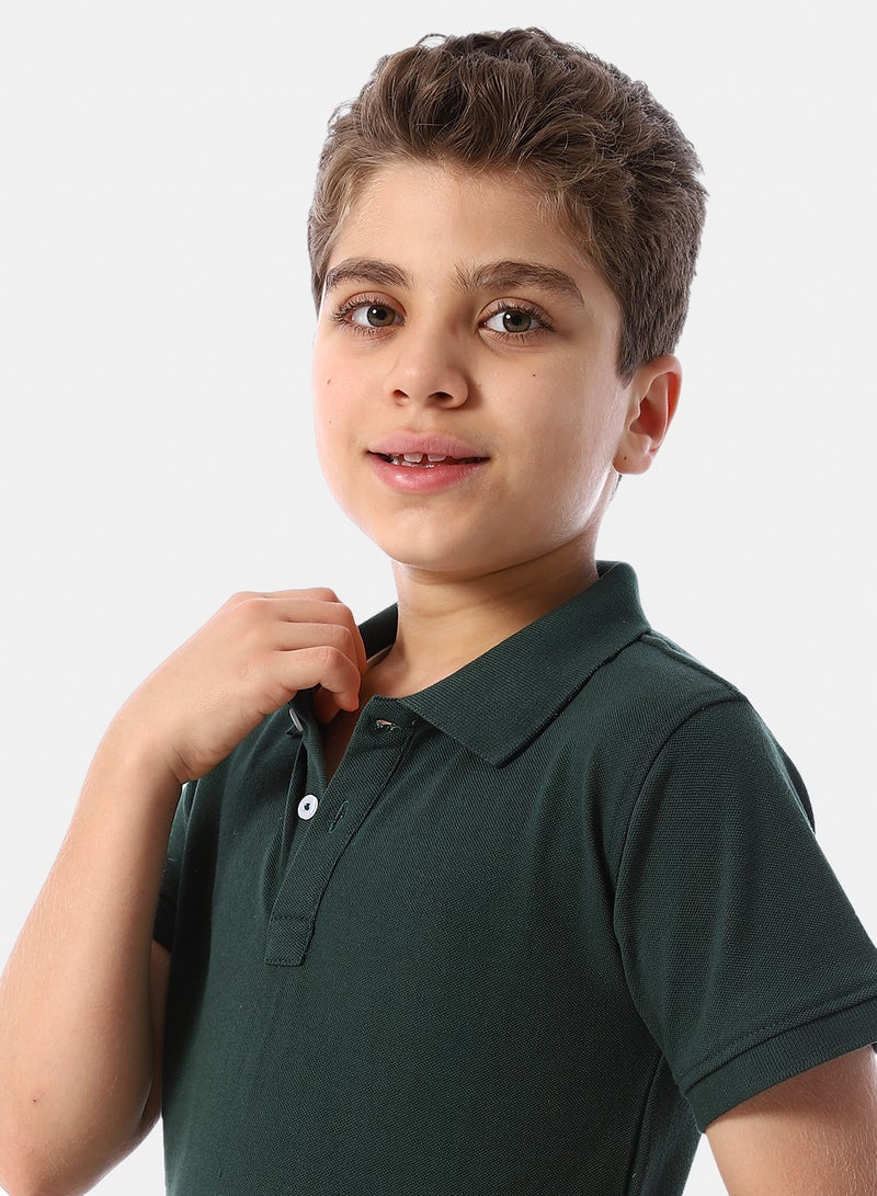 Andora Short Sleeves Pique Boys' Polo Shirt - Dark Green - Image 4