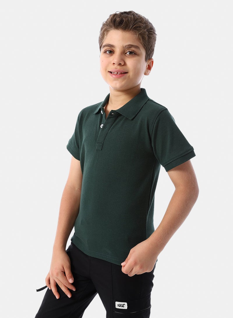 Andora Short Sleeves Pique Boys' Polo Shirt - Dark Green - Image 2