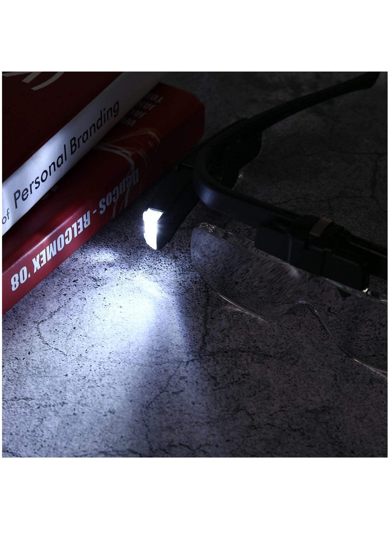 SYOSI نظارات مكبرة قابلة لإعادة الشحن، عدسة مكبرة مثبتة على الرأس بدون استخدام اليدين، 3 عدسات قابلة للفصل و2 مصباح LED، نظارات مكبرة رائعة للقراءة والهوايات - Image 5